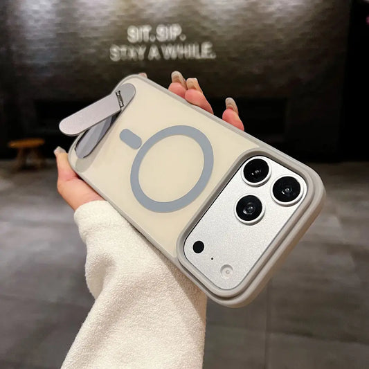 Magnetic for iPhone 17 Pro Max Case With Hidden Metal Kickstand, Matte Shockproof Phone Cover