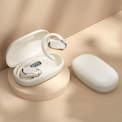Sport Wireless Bluetooth Open Ear Headphones, Anti-drop Silicone Ear Hook Earbuds with Digital Power Display Box