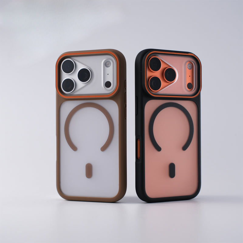 Matte Frosted Magnetic Phone Case Compatible with iPhone 17 Pro Max, Color Lens Frame Shockproof Protective Cover