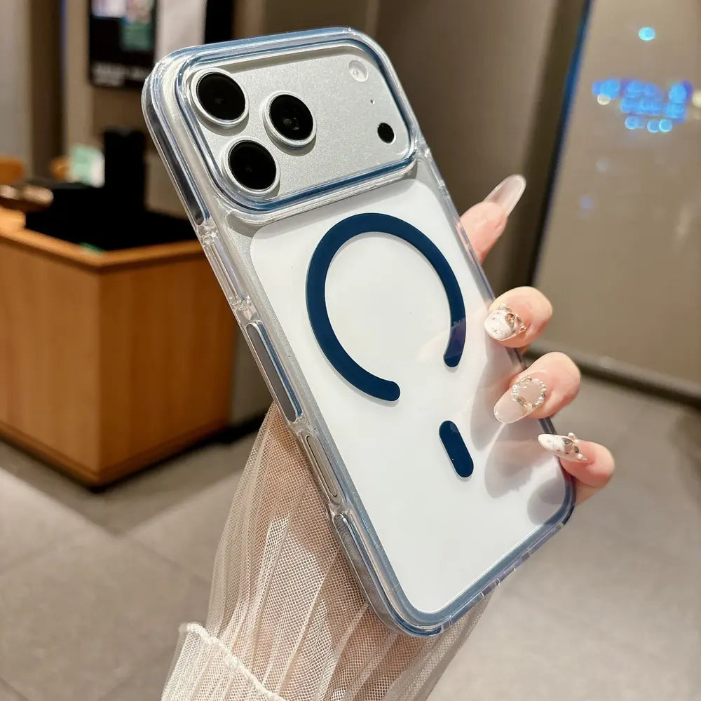 Premium Clear Dual‑Color Magnetic Phone Case for iPhone 17 18 Pro Max
