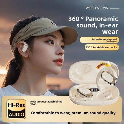 Sport Wireless Bluetooth Open Ear Headphones, Anti-drop Silicone Ear Hook Earbuds with Digital Power Display Box