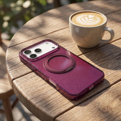 Glitter Transparent Case With Magnetic Holder Shockproof Kickstand Cover For iPhone 17 18 Pro Max