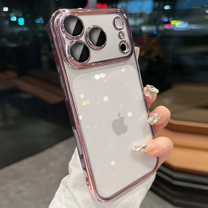 Glitter Clear Plated Frame Camera Protection Phone Case for iPhone 17 18 Pro Max