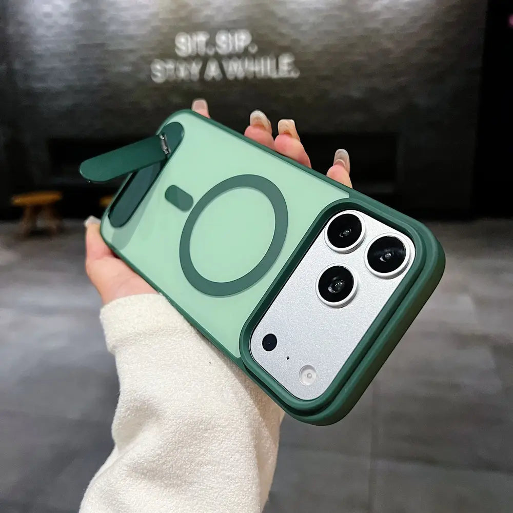 Magnetic for iPhone 17 Pro Max Case With Hidden Metal Kickstand, Matte Shockproof Phone Cover