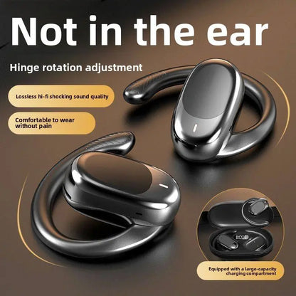 Sport Wireless Bluetooth Open Ear Headphones, Anti-drop Silicone Ear Hook Earbuds with Digital Power Display Box