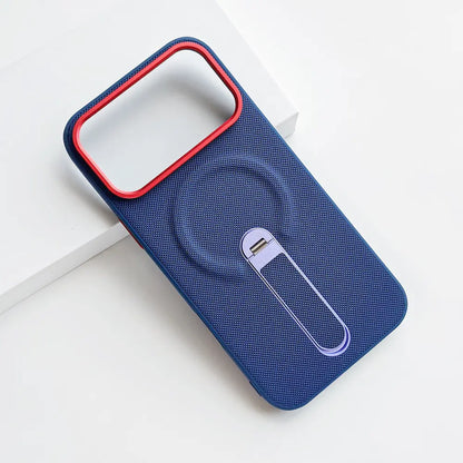 Tech Woven Fabric Magnetic Kickstand Phone Case Compatible with iPhone 17 Pro Max