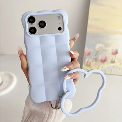 Puffer Silicone Shock‑Proof Phone Case with Cloud Wristband for iPhone 17 18 Pro Max