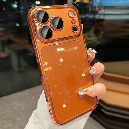 Glitter Clear Plated Frame Camera Protection Phone Case for iPhone 17 18 Pro Max
