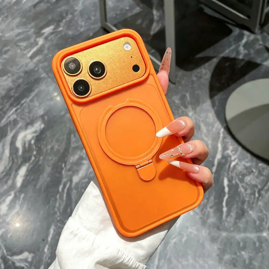 Magnetic Phone Case With Fold Kickstand Compatible with iPhone 18 Pro Max , Matte Shockproof Cover