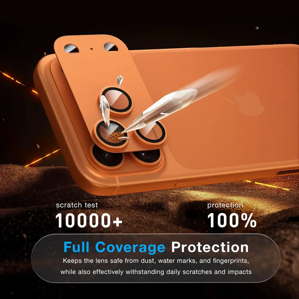 Scratch‑proof tempered glass camera lens film, full‑coverage dust‑proof anti‑fingerprint guard for iPhone