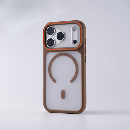 Matte Frosted Magnetic Phone Case Compatible with iPhone 17 Pro Max, Color Lens Frame Shockproof Protective Cover
