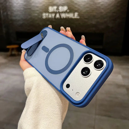 Magnetic for iPhone 17 Pro Max Case With Hidden Metal Kickstand, Matte Shockproof Phone Cover