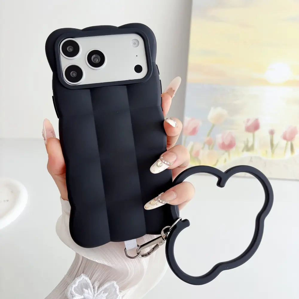 Puffer Silicone Shock‑Proof Phone Case with Cloud Wristband for iPhone 17 18 Pro Max