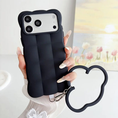 Puffer Silicone Shock‑Proof Phone Case with Cloud Wristband for iPhone 17 18 Pro Max