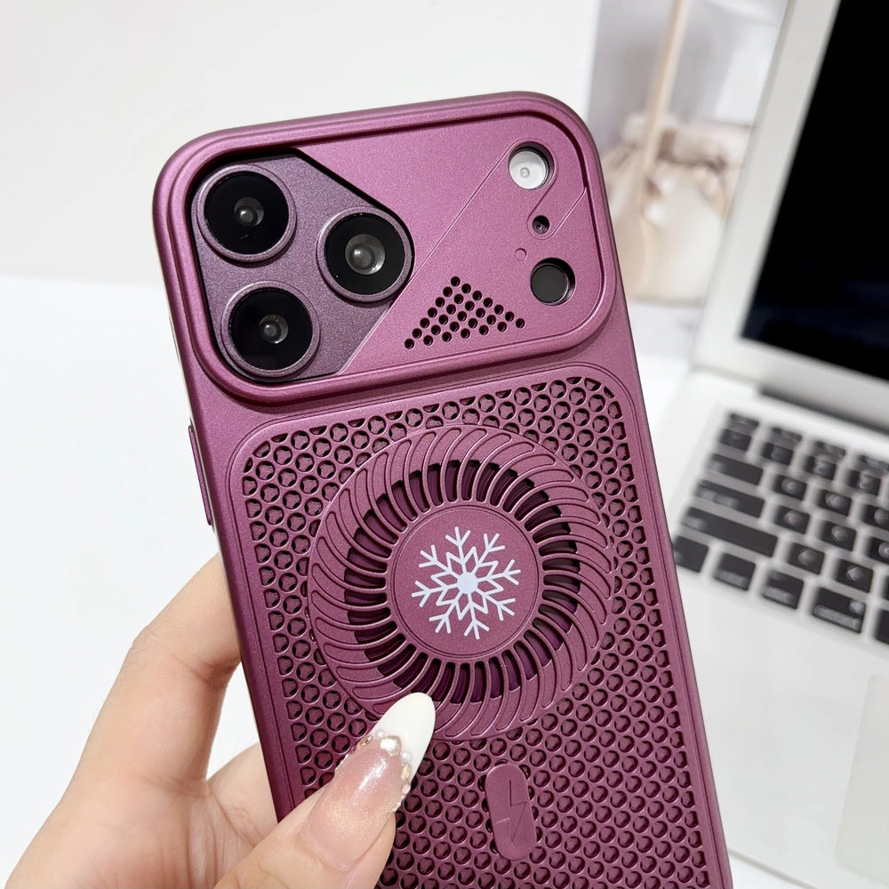 Close‑up view of raised camera cutout on honeycomb heat dissipation magnetic case for iPhone 18 Pro Max