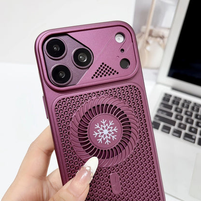 Close‑up view of raised camera cutout on honeycomb heat dissipation magnetic case for iPhone 18 Pro Max