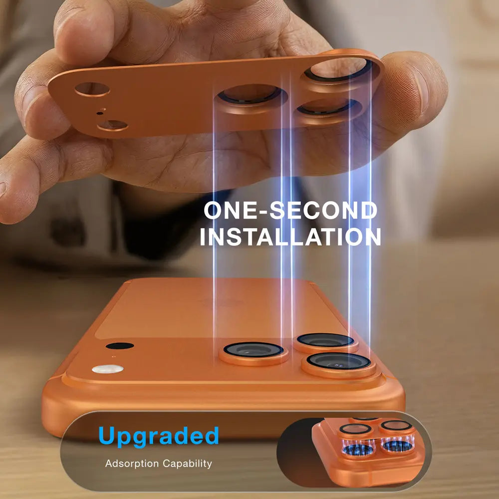 Quick‑install adhesive‑type for iPhone camera lens protector, accurate alignment metal lens shield