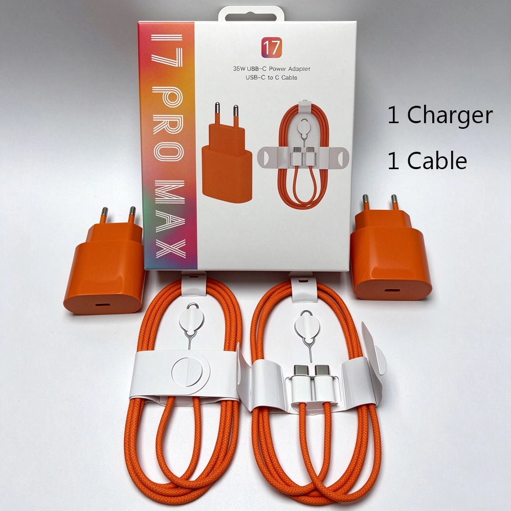 35W USB‑C wall power adapter with braided usb‑c‑to‑c cable kit EU plug