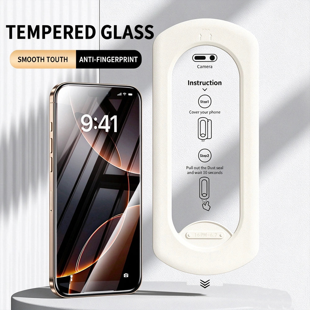Precise cut tempered glass screen protector, anti‑fingerprint smooth touch installation fixture