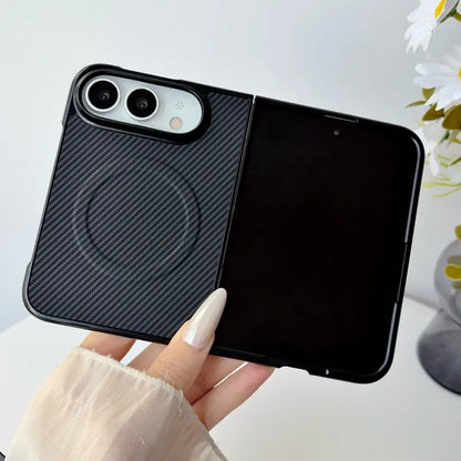 Magnetic Carbon Fiber Texture Hard PC Phone Case Compatible with iPhone Duo