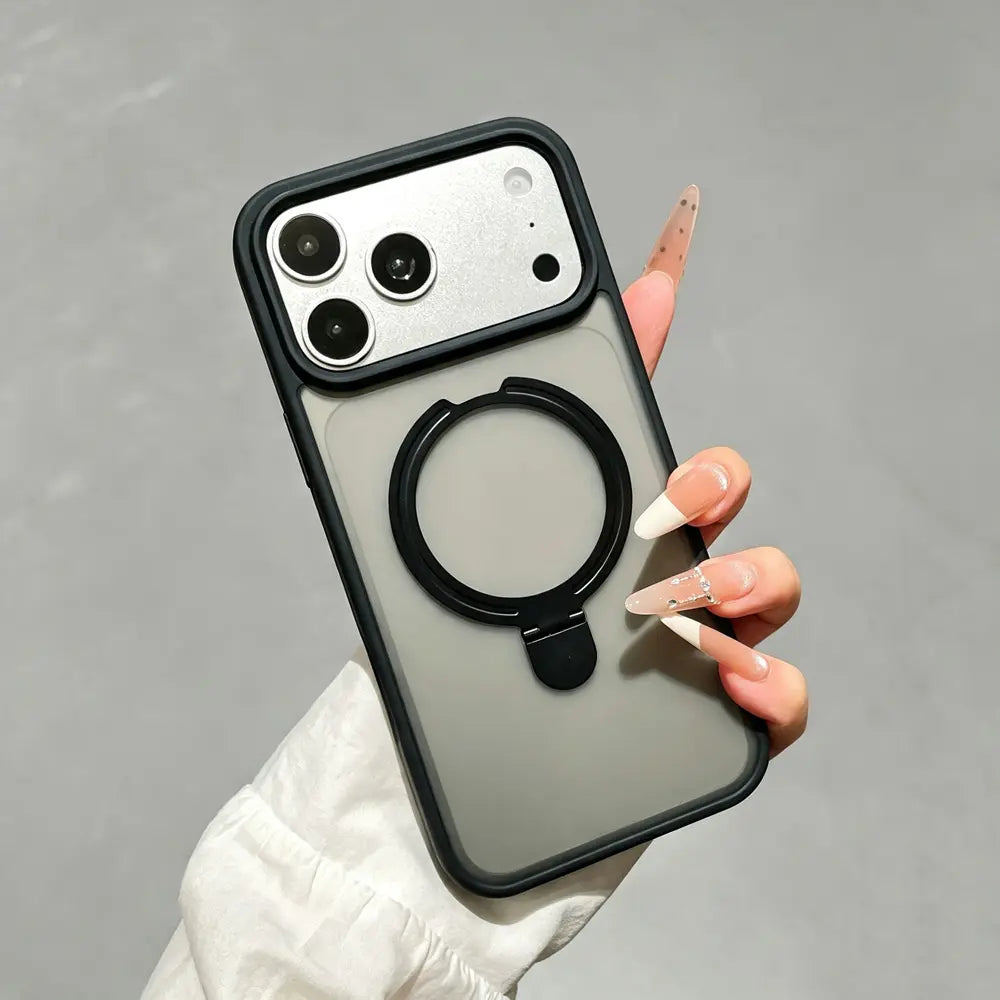 Magnetic Phone Case With Fold Kickstand Compatible with iPhone 18 Pro Max , Matte Shockproof Cover