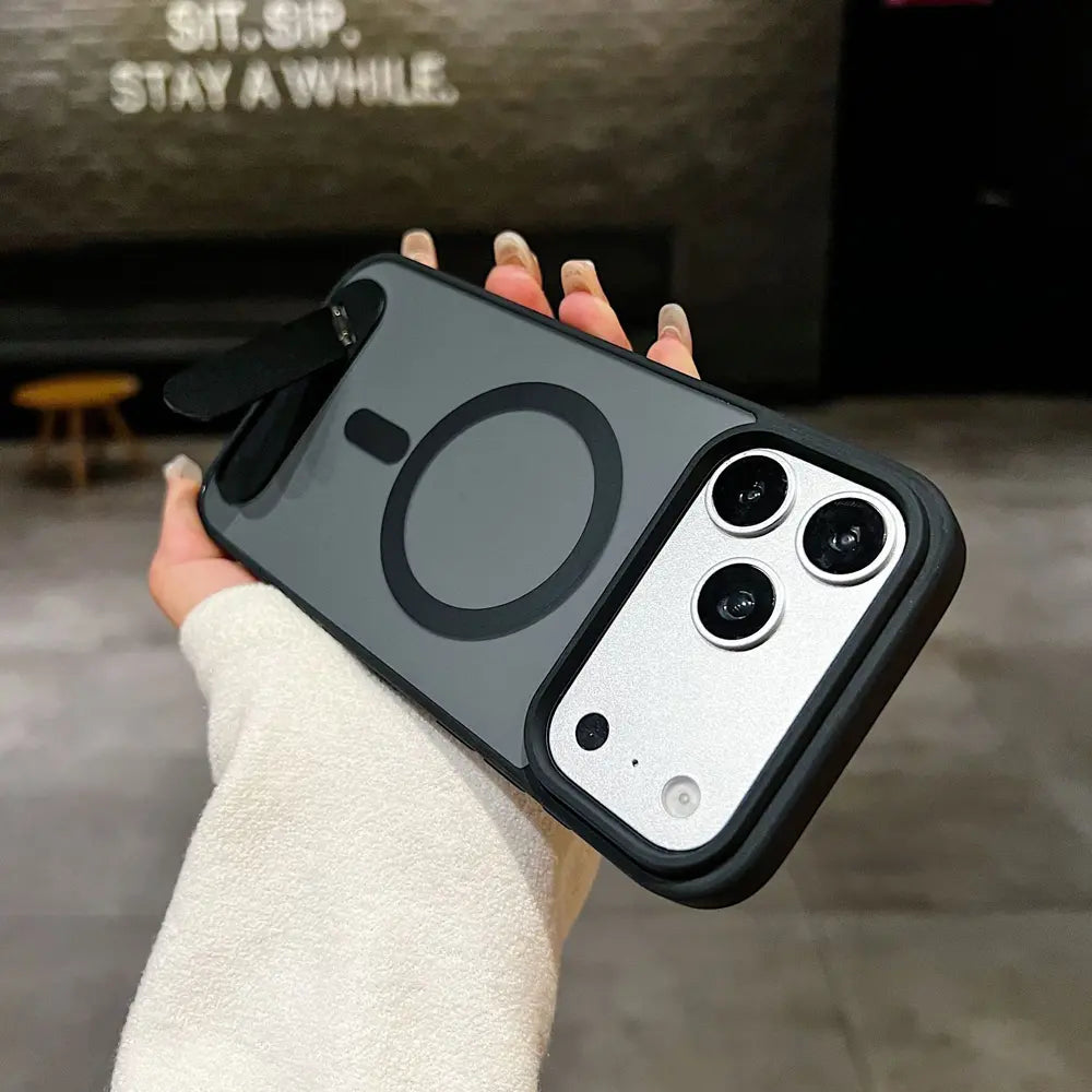 Magnetic for iPhone 17 Pro Max Case With Hidden Metal Kickstand, Matte Shockproof Phone Cover