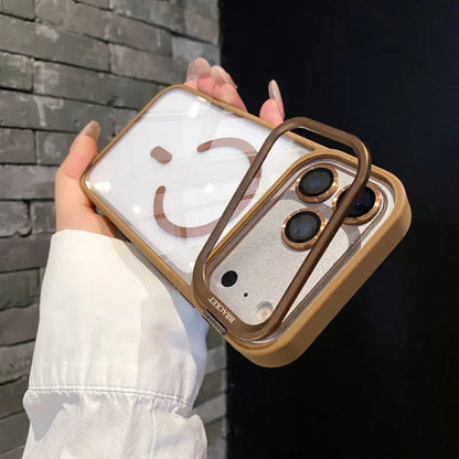 desert gold camera lens stand magnetic phone case Compatible with iphone 17 pro max
