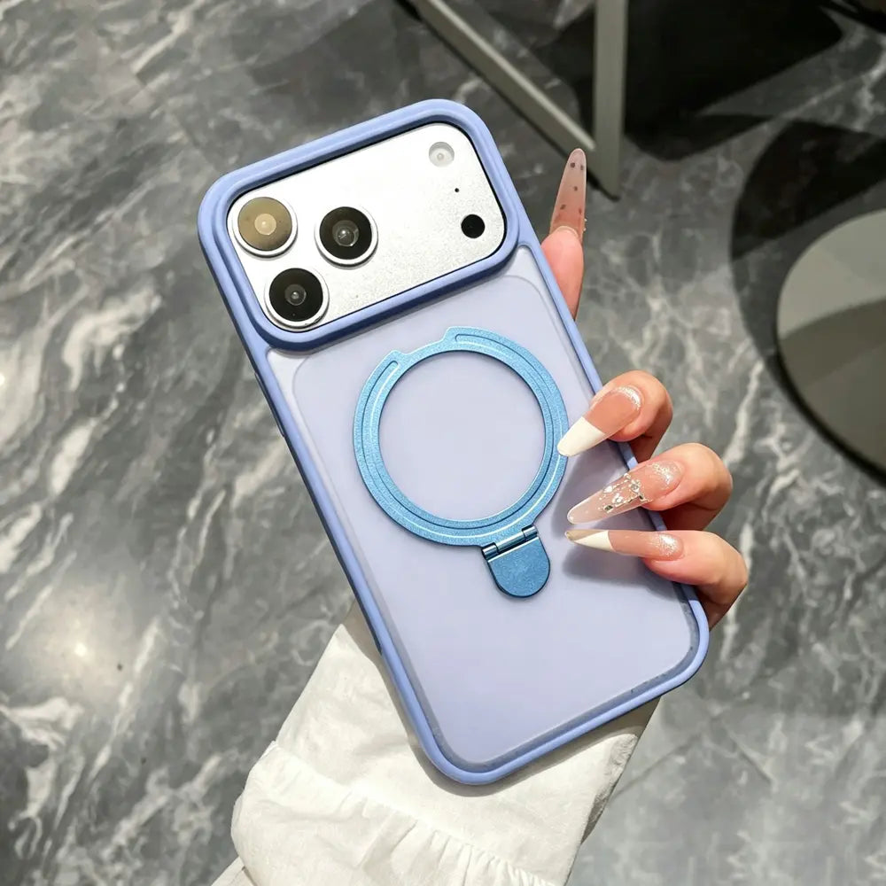 Magnetic Phone Case With Fold Kickstand Compatible with iPhone 18 Pro Max , Matte Shockproof Cover