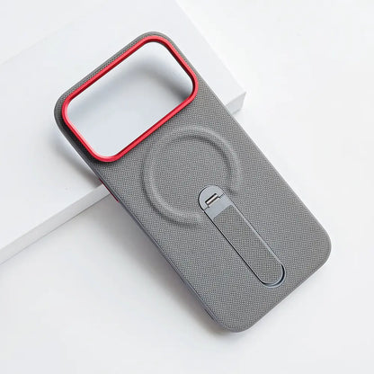 Tech Woven Fabric Magnetic Kickstand Phone Case Compatible with iPhone 17 Pro Max