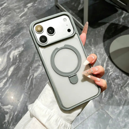 Magnetic Phone Case With Fold Kickstand Compatible with iPhone 18 Pro Max , Matte Shockproof Cover
