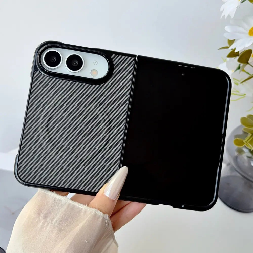 Magnetic Carbon Fiber Texture Hard PC Phone Case Compatible with iPhone Duo