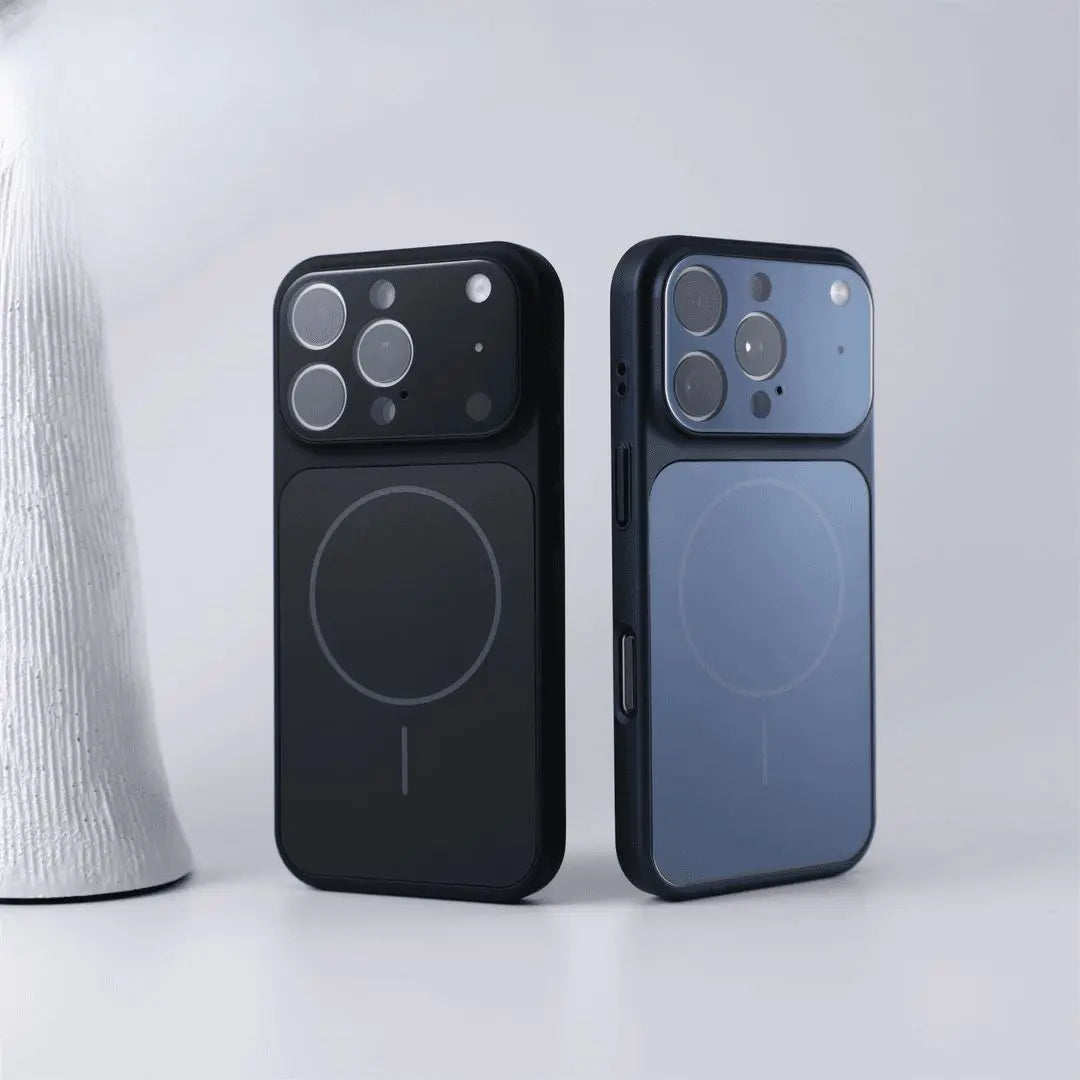 Black dark blue glass magnetic phone case for 17 Pro Max hard PC wireless charging cover