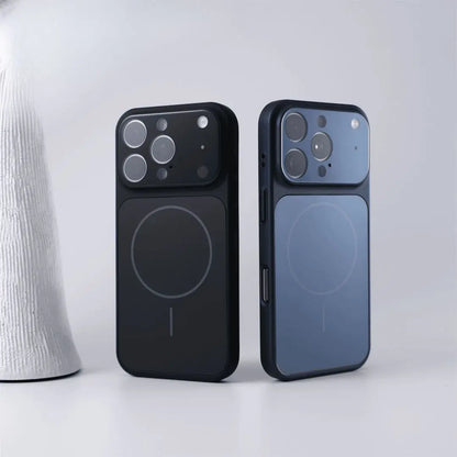 Black dark blue glass magnetic phone case for 17 Pro Max hard PC wireless charging cover
