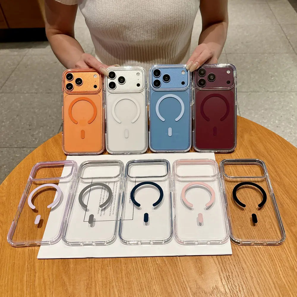Multi‑color dual‑tone TPU magnetic phone case for 17 Pro Max, full color collection large camera window