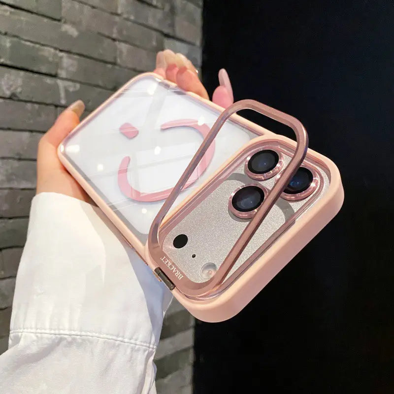 pink case with fold camera kickstan  case