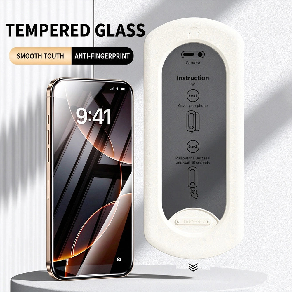 empered glass screen protector, smooth touch anti‑fingerprint with dust‑free install tray`