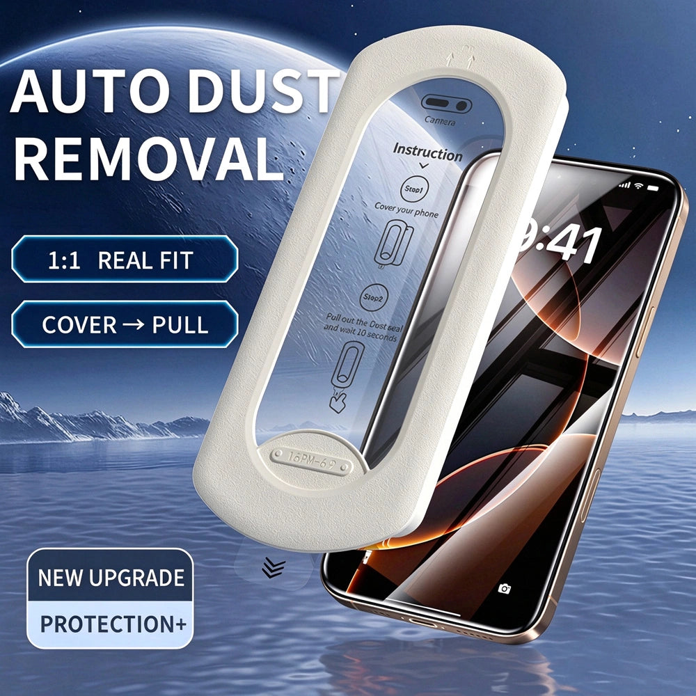One‑step cover pull dust free screen protector kit 9H hardness tempered glass