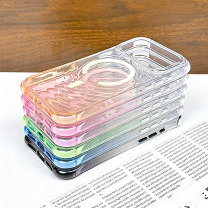 Stacked multi‑color gradient magnetic TPU phone cases side view for iPhone series
