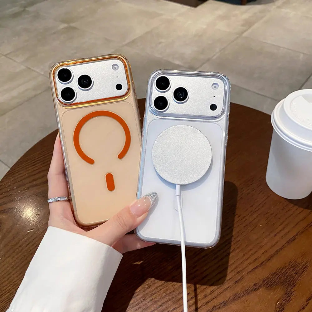 Hand‑held hard PC magnetic clear case for iPhone 18 Pro Max,wireless charging 